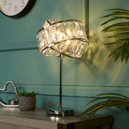 Lighting Collection Jarell Chrome and Clear Acrylic Table Lamp - Size: 37 x 24 x 24cm - Wilko - thumbnail 3