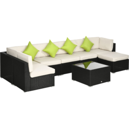 Outsunny 7 Seater Black PE Rattan Corner Sofa Lounge Set - Wilko - thumbnail 3