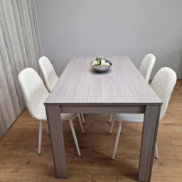 Kosy Koala 4 Seater Faux Leather Gem Pattern Rectangular Dining Set Grey and White - Multi - Portland - Wilko - thumbnail 3