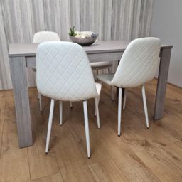 Kosy Koala 4 Seater Faux Leather Gem Pattern Rectangular Dining Set Grey and White - Multi - Portland - Wilko - thumbnail 6
