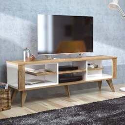 Decorotika Ionis 6 Shelf White and Oak TV Unit - Size: 52.5 x 160 x 35cm - Multi - Wilko - thumbnail 1