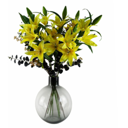 Botanik Smoke Grey Bottle Glass Vase 40cm - Size: 40 x 34 x 34cm - Wilko - thumbnail 7