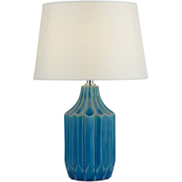 Lighting Collection Blue Ceramic Table Lamp - Size: 44 x 28 x 28cm - Wilko - thumbnail 4