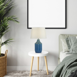 Lighting Collection Blue Ceramic Table Lamp - Size: 44 x 28 x 28cm - Wilko - thumbnail 3