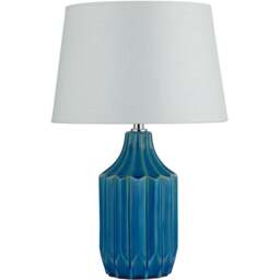 Lighting Collection Blue Ceramic Table Lamp - Size: 44 x 28 x 28cm - Wilko