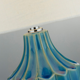 Lighting Collection Blue Ceramic Table Lamp - Size: 44 x 28 x 28cm - Wilko - thumbnail 5