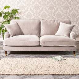 Mackenzie 3 Seater Silver Plush Velvet Sofa - Artemis Home - Wilko