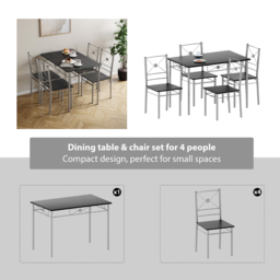 VIDA DESIGNS Roslyn 4 Seater Dining Set Black - Wilko - thumbnail 6