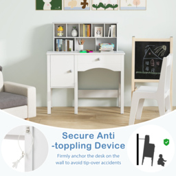 Costway Single Drawer Single Door White Kids Study Desk Set with Hutch - Size: 79 x 34 x 91cm - Wilko - thumbnail 5