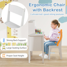 Costway Single Drawer Single Door White Kids Study Desk Set with Hutch - Size: 79 x 34 x 91cm - Wilko - thumbnail 6