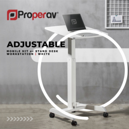 ProperAV Mobile Sit or Stand Variable Height Trolley Workstation White - Size: 14 x 69 x 70cm - Wilko - thumbnail 6