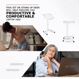 ProperAV Mobile Sit or Stand Variable Height Trolley Workstation White - Size: 14 x 69 x 70cm - Wilko - thumbnail 7