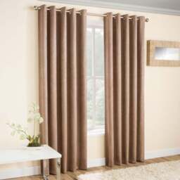 Enhanced Living Vogue Latte Thermal Blackout Eyelet Readymade Curtains 117 x 183cm - Brown - Wilko - thumbnail 1