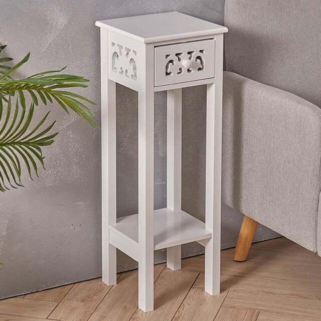 Living and Home Single Drawer Single Shelf French Style Slim Side Table - White - Wilko - image 1