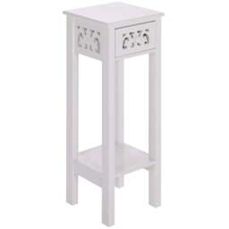 Living and Home Single Drawer Single Shelf French Style Slim Side Table - White - Wilko - thumbnail 3