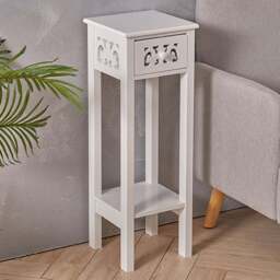 Living and Home Single Drawer Single Shelf French Style Slim Side Table - White - Wilko