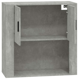 vidaXL 2 Door Single Open Shelf Concrete Grey Wall Mounted Cabinet - Size: 80 x 80 x 33cm - Wilko - thumbnail 6