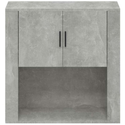 vidaXL 2 Door Single Open Shelf Concrete Grey Wall Mounted Cabinet - Size: 80 x 80 x 33cm - Wilko - thumbnail 5