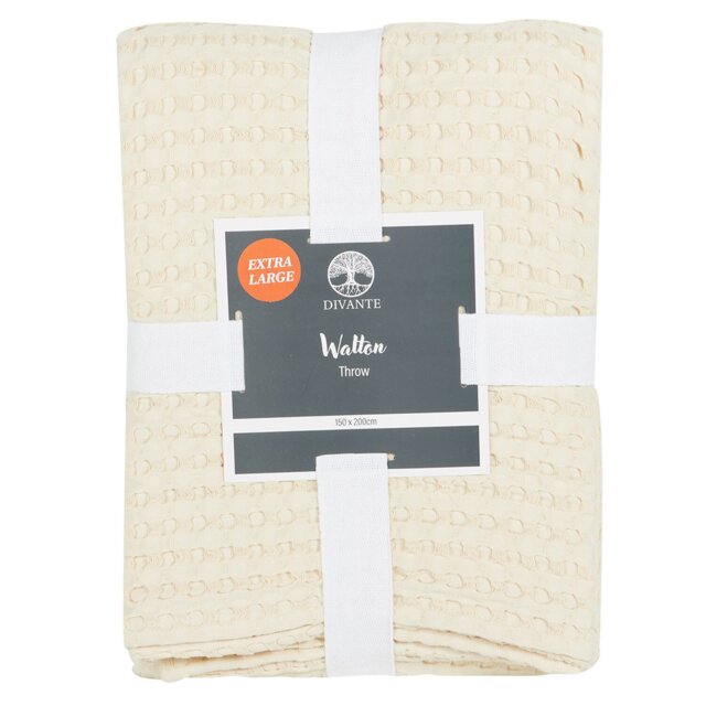 Walton Waffle Large Throw - Natural - Wilko - image 1