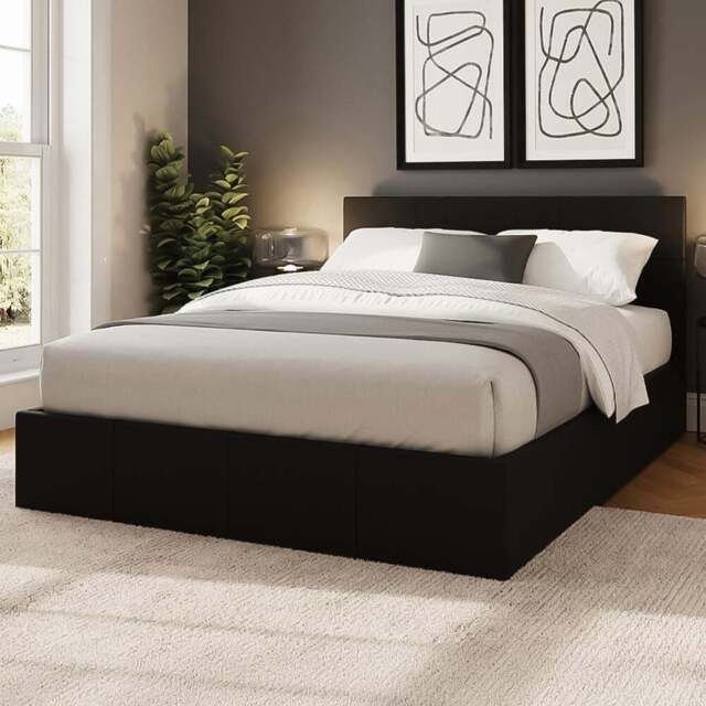 GFW Double Black Side Lift Ottoman Bed - Wilko - image 1