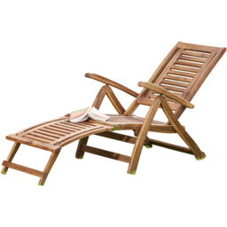 Garden Gear Acasia Folding Steamer Deck Chair - Size: 96 x 141 x 57cm - Brown - Wilko - thumbnail 3