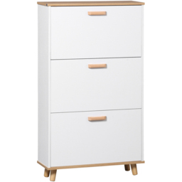 HOMCOM 3 Flip Down Drawer White Slim Shoe Cabinet - Size: 122 x 23.5 cm x 70cm - Wilko - thumbnail 3