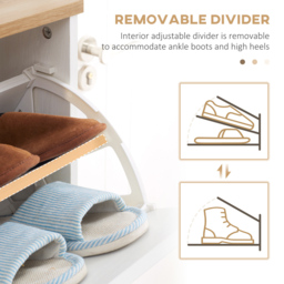 HOMCOM 3 Flip Down Drawer White Slim Shoe Cabinet - Size: 122 x 23.5 cm x 70cm - Wilko - thumbnail 7