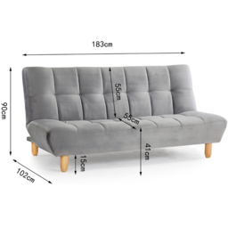 Home Detail Macey 2 Seater Grey Velvet Sofa Bed - Wilko - thumbnail 7