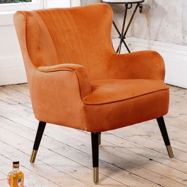 Artemis Home Madison Orange Velvet Accent Chair - Size: Single - Wilko - image 1