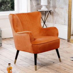 Artemis Home Madison Orange Velvet Accent Chair - Size: Single - Wilko - thumbnail 5