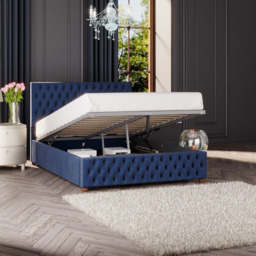 Laurence Llewelyn-Bowen Seren Single Navy Plush Velvet Ottoman Bed - Blue - Wilko - thumbnail 3