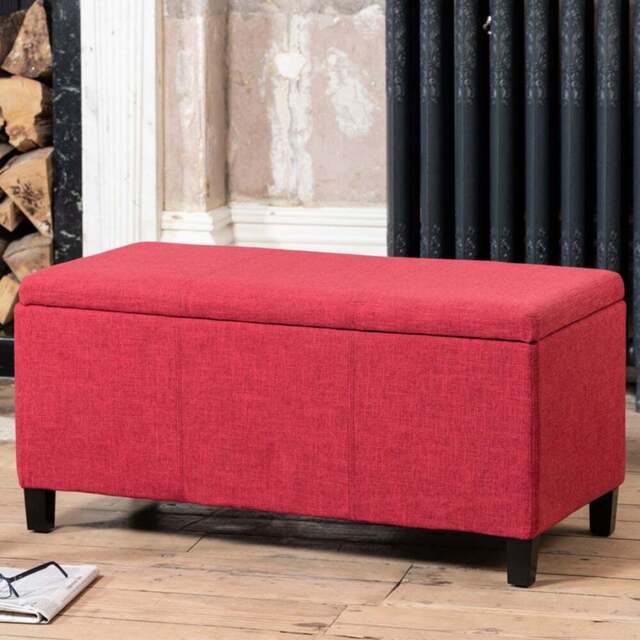 Artemis Home Henbury Red Fabric Storage Ottoman - Size: 45 x 98 x 45cm - Wilko - image 1