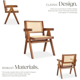 tectake Lizzy Dark Oak Dining Chair with Rattan Backrest - Size: Single - Brown - Wilko - thumbnail 4