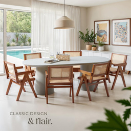 tectake Lizzy Dark Oak Dining Chair with Rattan Backrest - Size: Single - Brown - Wilko - thumbnail 5