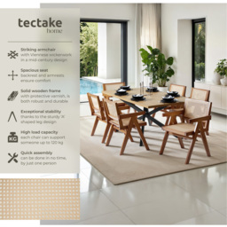 tectake Lizzy Dark Oak Dining Chair with Rattan Backrest - Size: Single - Brown - Wilko - thumbnail 7