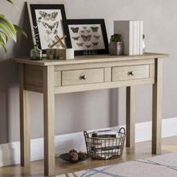 VIDA DESIGNS Panama 2 Drawer Pine Console Table - Size: 40 x 110 x 72cm - Brown - Wilko - thumbnail 1