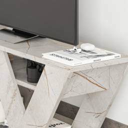 Decortie Pipralla 2 Shelf Gold Marble Effect Modern TV Unit - Size: 40 x 110 x 30cm - Wilko - thumbnail 4