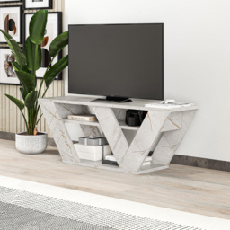 Decortie Pipralla 2 Shelf Gold Marble Effect Modern TV Unit - Size: 40 x 110 x 30cm - Wilko - thumbnail 5