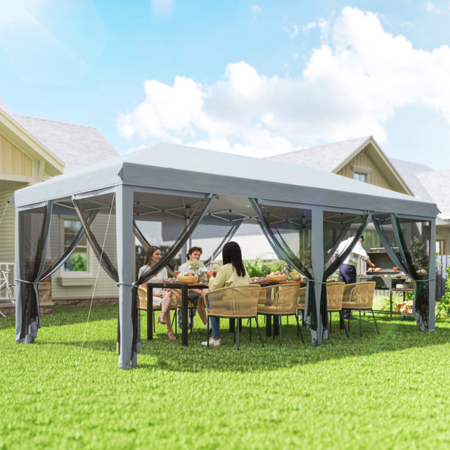 Outsunny 6 x 3m Grey Pop Up Gazebo Party Tent - Size: 3 x 6m - Wilko