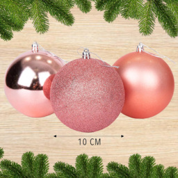 Shatchi 10cm Rose Gold Shatterproof Christmas Bauble 3 Pack - Wilko - thumbnail 4