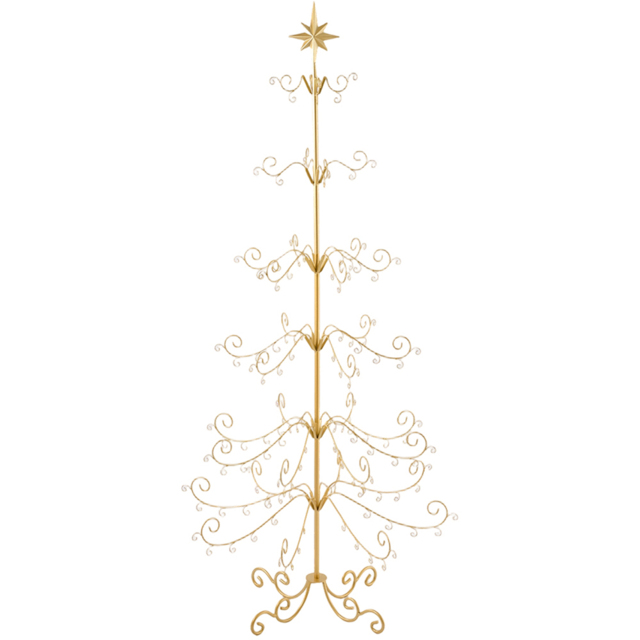 Living and Home Gold Display Stand Christmas Decoration with Star Top 6ft - Size: 180 x 92 x 92cm - Wilko - image 1