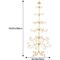 Living and Home Gold Display Stand Christmas Decoration with Star Top 6ft - Size: 180 x 92 x 92cm - Wilko - thumbnail 7