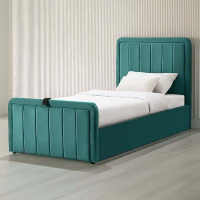 Comfy Living Single Green Brushed Velvet Ottoman Bed Frame - Wilko - image 1