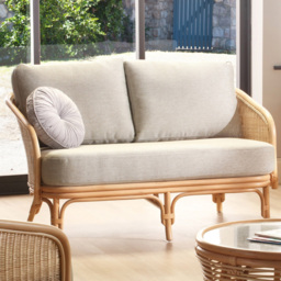 Desser Furniture Royal 2 Seater Roma Sage Natural Rattan Sofa - Brown - Wilko - thumbnail 1