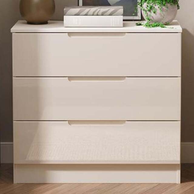 Crowndale Milan 3 Drawer Kashmir Gloss and Kashmir Chest of Drawers Ready Assembled - Kashmir Gloss & Kashmir - Wilko - image 1