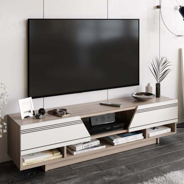 Decorotika Aspatria White and Cordoba TV Unit - Size: 34 x 160 x 37cm - Multi - Wilko - image 1