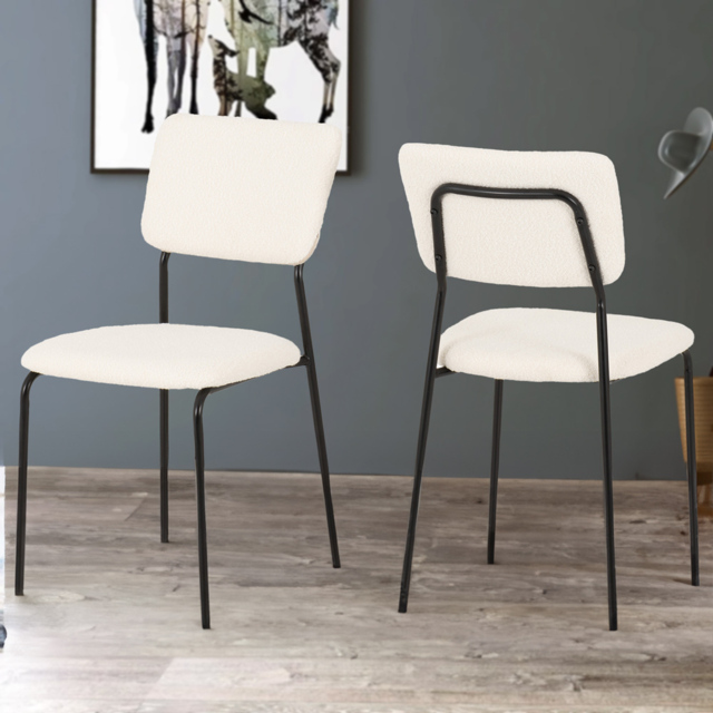 Seconique Sheldon Set of 4 Ivory Boucle Dining Chairs - White - Wilko - image 1