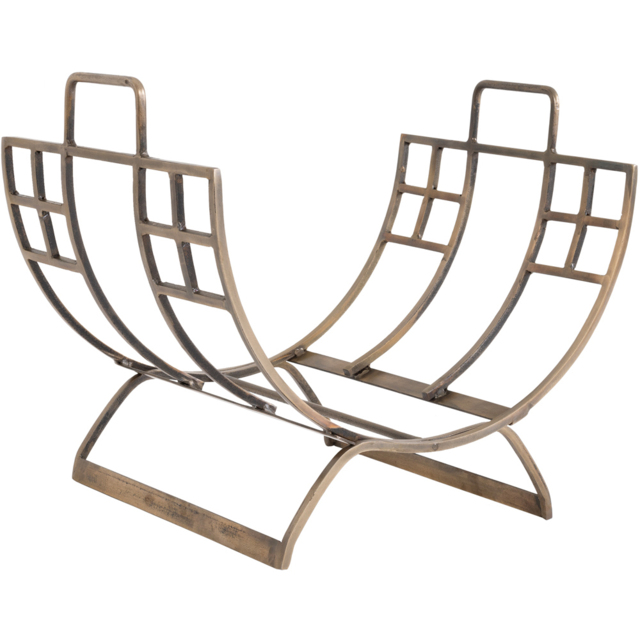 Charles Bentley Snug Antique Gold Folding Log Holder with Handles - Size: 35 x 41 x 31cm - Brass - Wilko - image 1