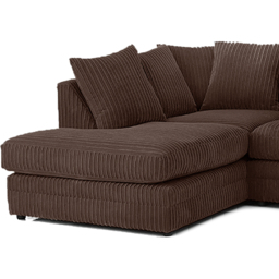 Portland Luxor 4 Seater Chocolate Jumbo Cord Left Hand L Shape Corner Sofa - Brown - Wilko - thumbnail 4