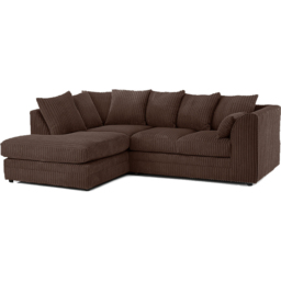 Portland Luxor 4 Seater Chocolate Jumbo Cord Left Hand L Shape Corner Sofa - Brown - Wilko - thumbnail 3